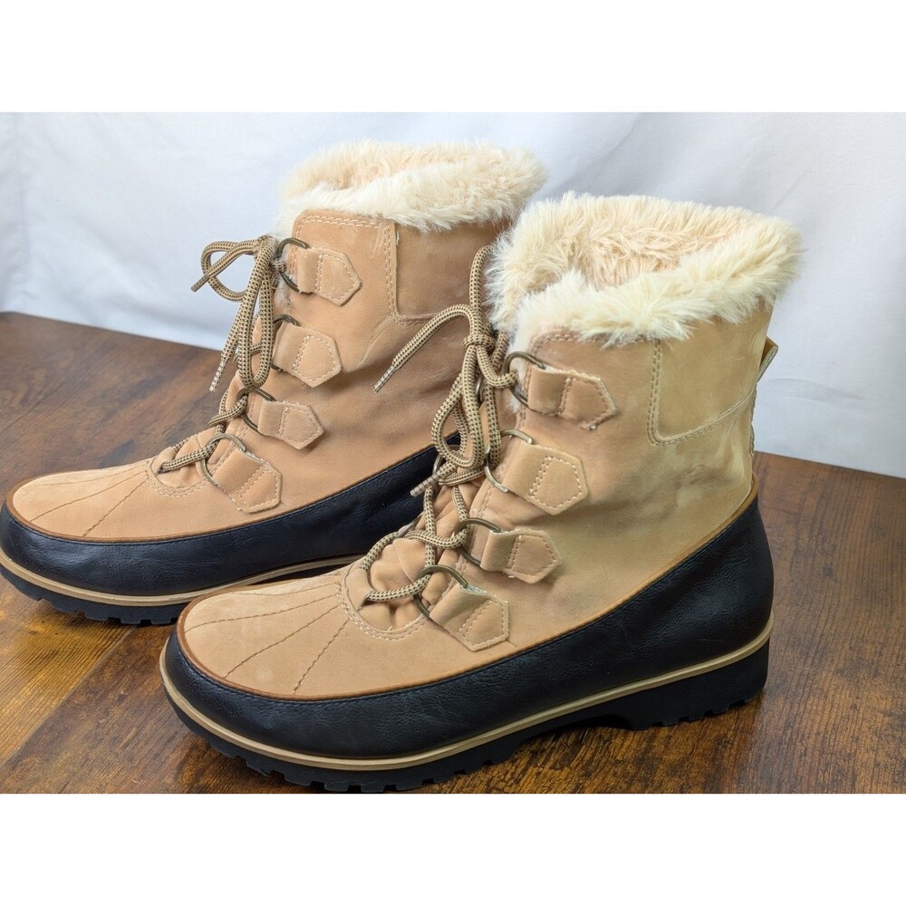 JBU by Jambu Maldive Women's Boots Size 10M Weather Ready Tan Black Faux Fur FWC